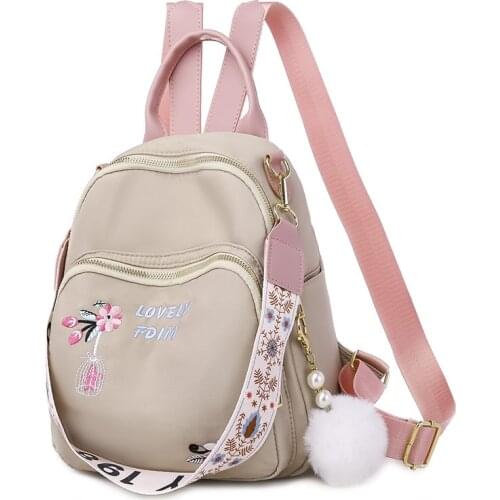 Backpack Womens Bag Fashion Embroidered Small Tassel Backpack Trend Korean Travel Backpacks Sweet and Cute Girl Schoolbag