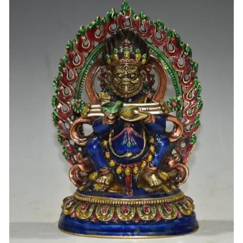 China brass cloisonne Tibetan God of Wealth Buddha crafts statue