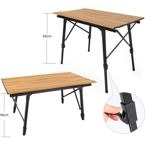 Outdoor Camping Telescopic folding table Wood Grain Aluminum alloy Desk Picnic Barbecue Portable Self-driving Travel Table