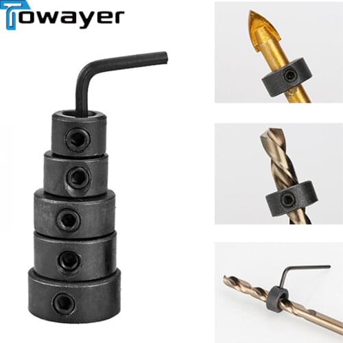Free shipp 3-16mm woodworking drill bit locator depth stop ring collar locator drill bit locator wood drill with hexagon wrench