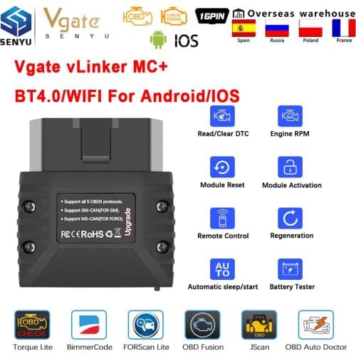 Vgate vLinker MC+ ELM327 V2.2 Bluetooth 4.0 WIFI ELM 327 For Android/IOS OBD 2 OBD2 Car diagnostic Auto Tool PK OBDLINK ELM329
