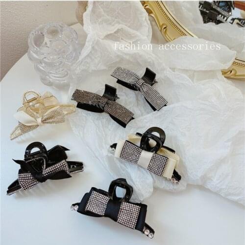 New product for large grasping clip headdress bowknot full of diamonds, design sense hair, grasping hair clip, female paw