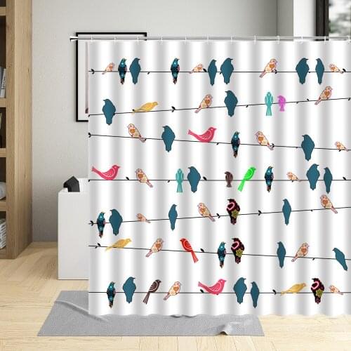 Cartoons Animal Birds Shower Curtain Hand Painted Cat Dinosaur Letter Childs Bathroom Curtains Decoration Bathtub Dedicated Set