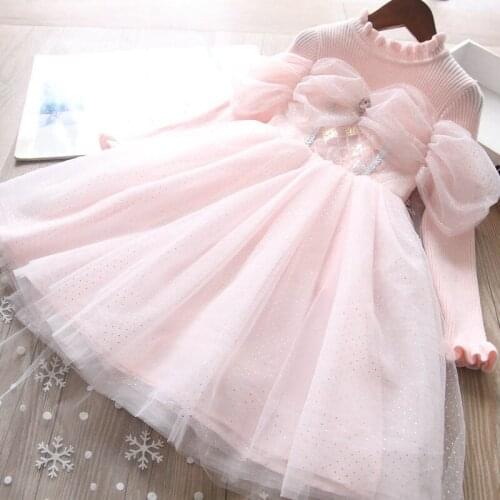 Girls sequin knitted long sleeve princess dress wholesale