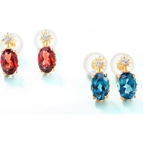 925 silver needle women oval earring zircon elegant earrings fashion jewelry