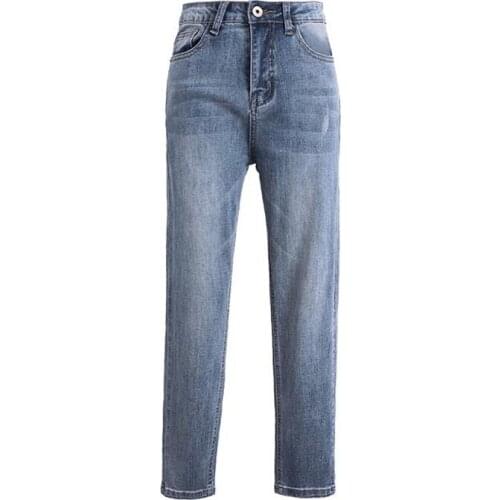 Bella Philosophy 2020 Spring Women Solid Casual Pants Lady Dark Straight Urban High Waist Jeans Female Ankle-length Trousers