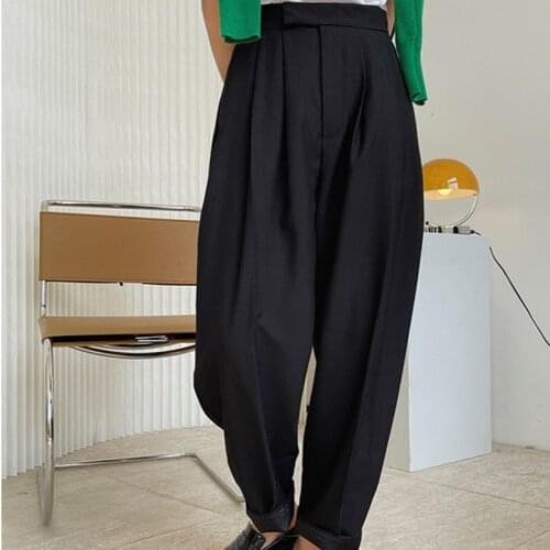 2021 New Summer High Quality Women Wide Leg Bottoms Loose Fashion Ladies Pants Casual Elegant Cotton Female Trousers T43