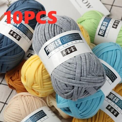 10pcs Thick Yarn Soft Colored Cloth Yarn for Hand Knitting Woven Bag Carpet DIY Hand-knitted Material Low Price