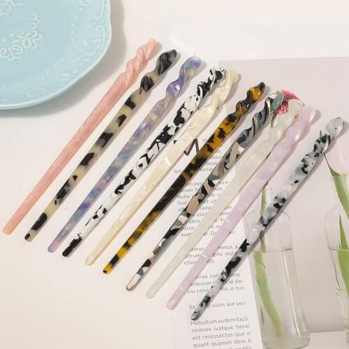 18cm Handmade Hair Pick Sticks Vintage Painting Japanese Wood Hairpin for Women Natural Chinese Hair Stick