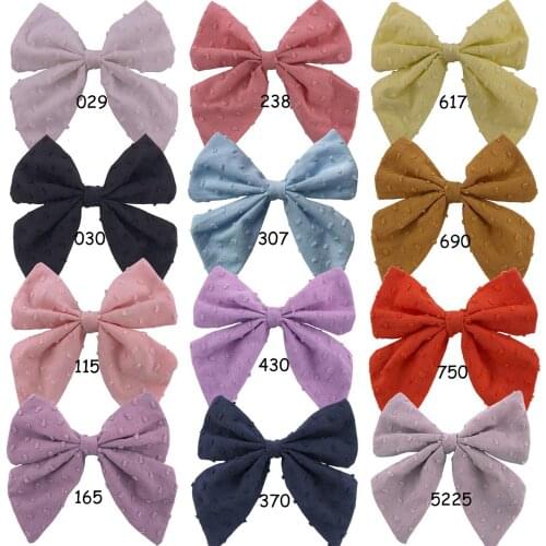 20 pcs/lot, 4.5 inch Bubble Jacquard Fabric Sailor Bow Hair Clips, Girls Fabric Hair Bow Barrettes Tied Bow Alligator Clips