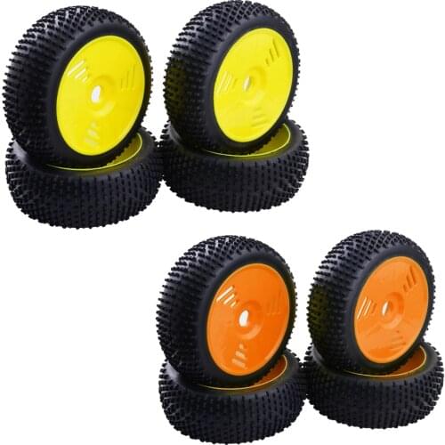 4Pcs 17mm Hub Wheel Rim & Rubber Tire Tyres for HSP, Kyosho, Hongnor, HPI, Team Losi, Redcat, FS 1:8 RC Buggy Truggy