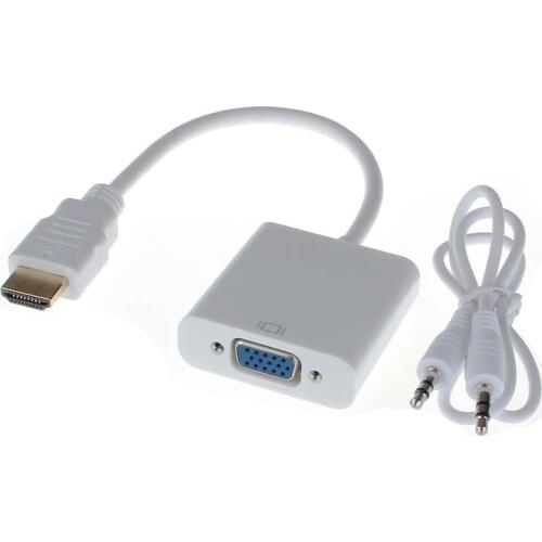 HDMI to VGA converter adapter + 3.5 mm audio jack full HD 1080P black white HDTV CRT Monitor TV for XBOX 360 PS3 50pcs/lot