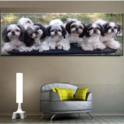 DIY,Full,5d,Diamond Embroidery pet,Diamond Painting Shih Tzu dog family,Cross Stitch,3D,Diamond Mosaic,Decor,large size YG1700