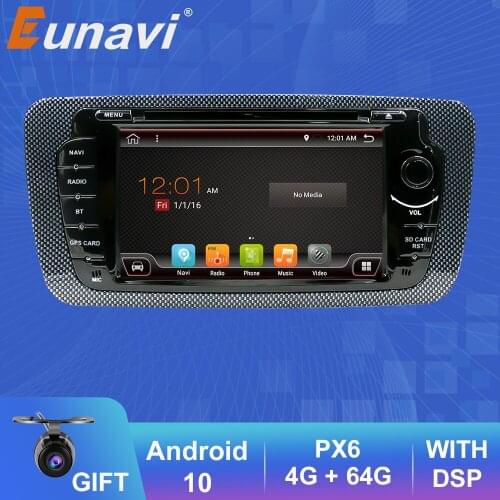 Eunavi 2 din Android 10 car dvd radio for Seat Ibiza 6j 2009-2013 2din Headunit gps navigation multimedia stereo IPS TDA7851 BT