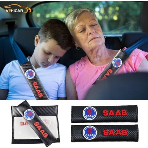 VEHICAR 2PCS Car-styling Carbon Fiber Car Seat Belt Pads Shoulder Protector Vehicle Accessories For SAAB Car Seat Belt Covers