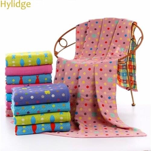 Hylidge Three-layer Gauze Cotton Bath Towel Cute Cartoon Children Kids Blanket Absorbent Soft Cotton Bathing Towels 70*140CM