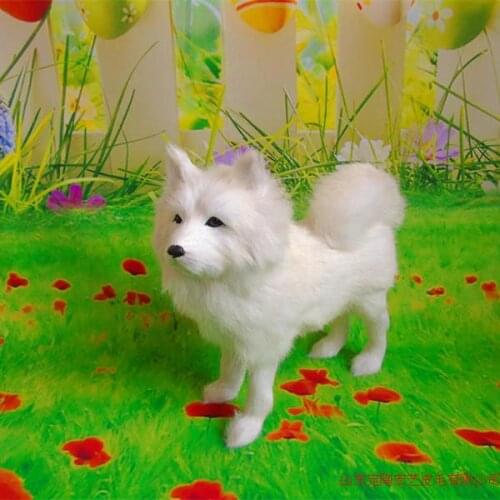White simulation Samoyed toy polyethylene & furs standing dog doll gift about 24x8x20cm 227