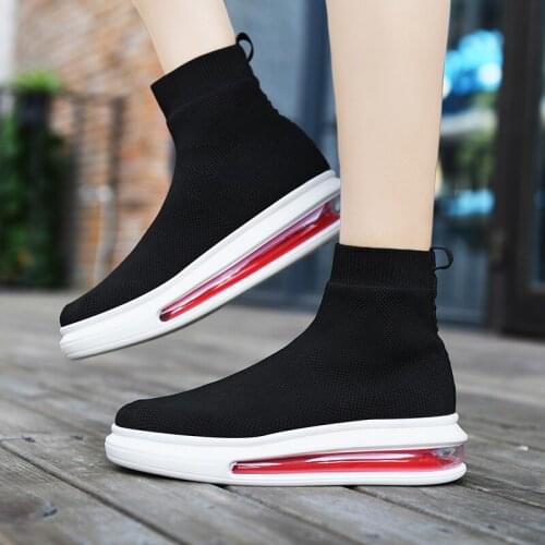 Large size air cushion shoe sole womens shoes spring and summer 2021 mesh fabric breathable casual socks shoes ultra light shoe