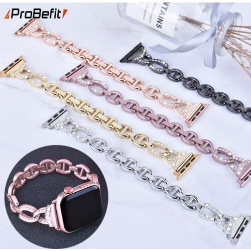 Stainless Steel Metal Jewelry Bracelet for apple watch series 4 3 2 1 38MM 42MM Bling Strap band for Iwatch 4 5 6 SE 40MM 44MM