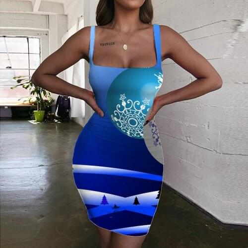 Giyu Brand Christmas Dresses Women New Year Vestido Sexy Snowflake 3d Print Party Ladies Dresses Womens Clothing Party Beach