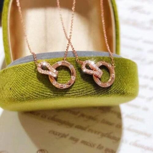 Brillian 2021 South Korea New Double Ring AAA Zircon Womens Necklace Fashion Jewelry Birthday Party Luxury Jewelry Gift