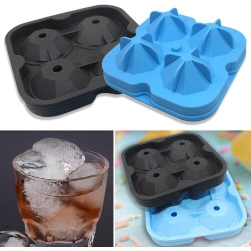 Diamond Ice Cube Tray Reusable Ice Cubes Maker Silicone Ice Cream Molds Form Chocolate Mold Whiskey Party Bar Tools 4 Hole