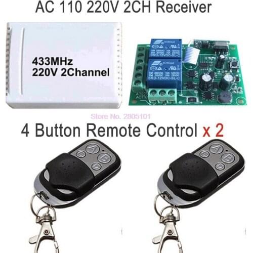 Dhl or fedex 100pcs 433 Mhz Universal Wireless Remote Control Switch AC 85V 110V 220V 2CH Relay Receiver Module and RF
