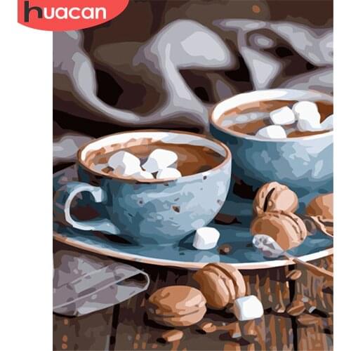 HUACAN DIY Pictures By Number Coffee Kits Drawing On Canvas Painting By Numbers Cup Hand Painted Paintings Art Gift Home Decor