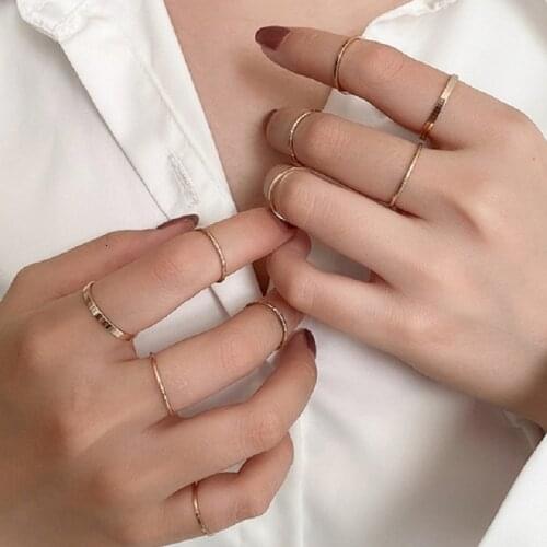 HuaTang 2021 Fashion Simple Gold Silver Color Finger Ring Set for Women Round Smooth Joint Knuckle Ring Female Jewelry Anillos