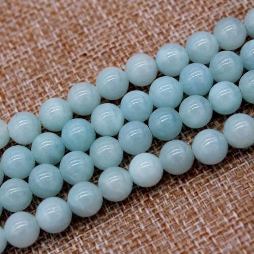 Natural Stone Blue Jades Round Loose Beads 6 8 10 12 MM Fit Diy Space Beads Necklace Jewelry Making 2 orders