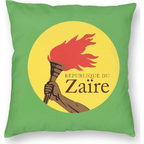 Flag Of The Former Zaire Square Pillow Case Polyester Cushions for Sofa Congo Flag Congolese Vintage Cushion Covers