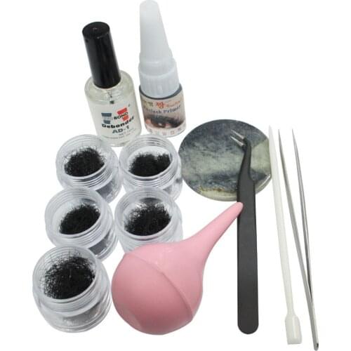 False Individual Extension Black Eyelash Jade Stone Tweezer Makeup Tools Kits #19