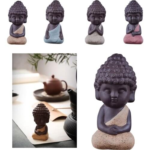 Cute Little Buddha Statue Small Monk Figurine Tea Pet Water Tea Tray for for Kungfu Tea Tray Decorating,Gift for Tea Lovers