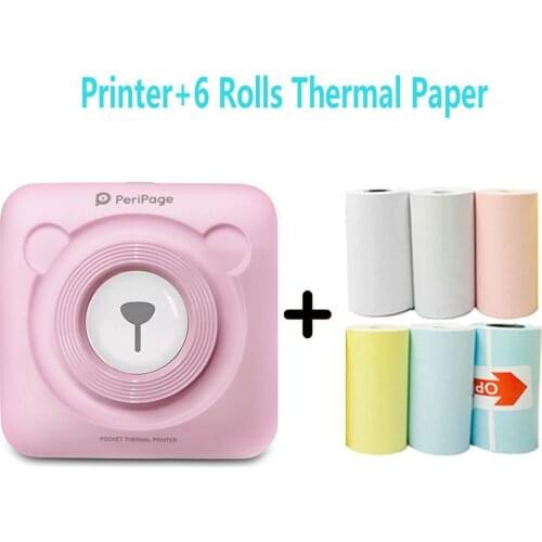 Mini Portable Thermal Printer Paper Photo Pocket Thermal Printer 58 mm Printing Wireless Bluetooth Android IOS Printers 1031