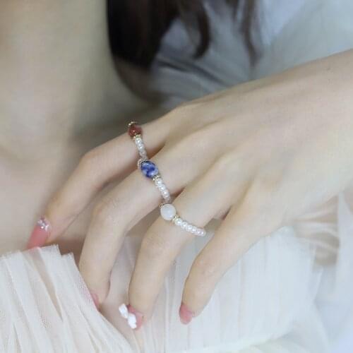 Mini Fashion Natural Freshwater Pearl Couple Rings Women Real Sterling Wedding Jewelry for Girl Gift Free Shipping Acrylic Ring