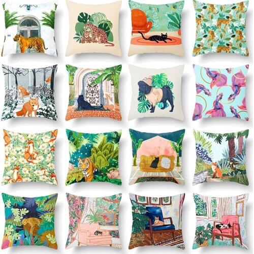 The Cat Tiger Leopard Throw Pillow Case Cushion Covers for Home Sofa Chair Decorative Pillowcases