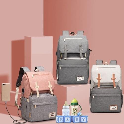 The New Fashionable Mommy Bag, Both Parents and Moms Can Carry A Large Capacity Waterproof Backpack with USB Charging
