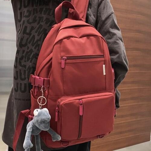 2021 New Brand Designer Solid Color Nylon Backpack Men Women Large Travel Rucksack Student Schoolbag for Teenage Girls Boys