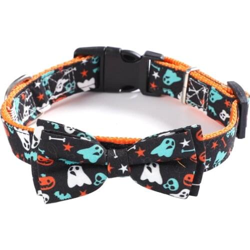 NEW Dog Collar With Bowtie Halloween Festival Dog Cat Collar Accessoires for Small Medium Large Dogs XS S M L