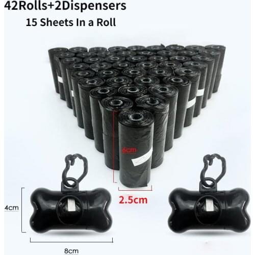 42Rolls Pure Dog Poop Bag 15 Bags/ Roll Cat Waste Bags Doggie Outdoor Home Clean Refill Garbage Bag Pet Supplies