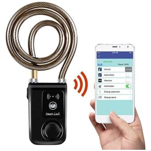 Bicycle Lock Anti-Lost Alarm Keyless Bike Motorcycle Gate Door Anti Theft Alarm 110dB Phone APP Control Bluetooth Smart Lock 0.2