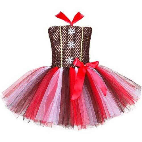 Gingerbread Man Girls Tutu Dress Christmas Ginger Bread Costumes for Kids Girl Halloween Xmas Dresses for Carnival Party Clothes