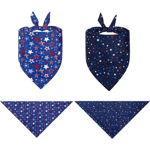 Adjustable Dog Bandana Scarf Independence Day Style Neckerchief Cat Triangle Scarf Puppy Double-sided Towel Large Dogs Accessory