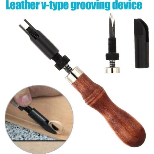 Adjustable Leather Edge Beveler V-Shaped Pusher for Cutting Hand Stitching Grooves