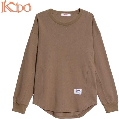 Long Sleeve Shirt Cotton Brown Yellow Black Tees&Top Casual Spring/Autumn Wearing O-Neck Fashion New Clothing Loose XXL 3XL 4XL