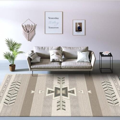 Simple Ethnic Geometric Gray-Brown Living Room Area Rug Morocco Style Bedroom Bedside Carpet Bathroom Kitchen Corridor Floor Mat