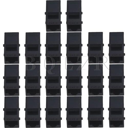 BQLZR Black Cat6 RJ45 Inline Coupler Ethernet Cable Extender Adapter 8P8C Female to Female with Keystone Latch Computer Part