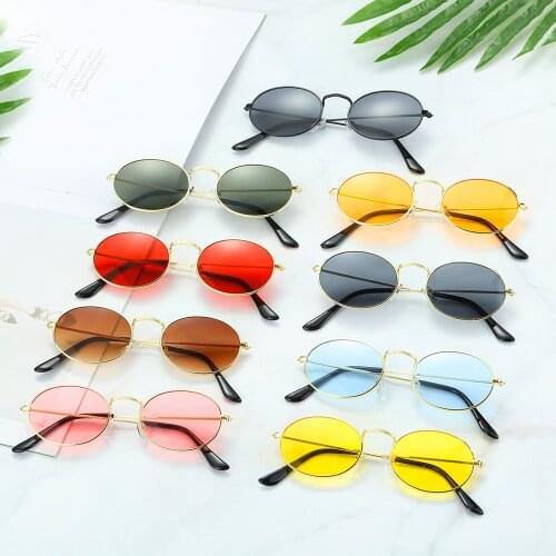 1PC Retro Oval Small Frame Sunglasses Gold Silver Frame UV400 Gradient Mirror Glasses Steampunk Vintage Street Beach Sunglasses