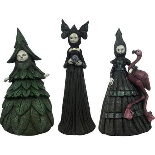 Witch Figurine Sculpture Halloween Ornaments Resin Creepy Witchs Garden Statues Horror Party Decor Indoor Desk Decoration