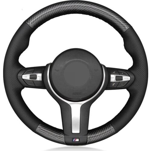 Car Steering Wheel Cover Black Carbon Fiber For BMW M Sport F30 F31 F34 F10 F11 F07 F12 F13 F06 X3 F25 F32 F33 F36 X1 F48 X2 F39